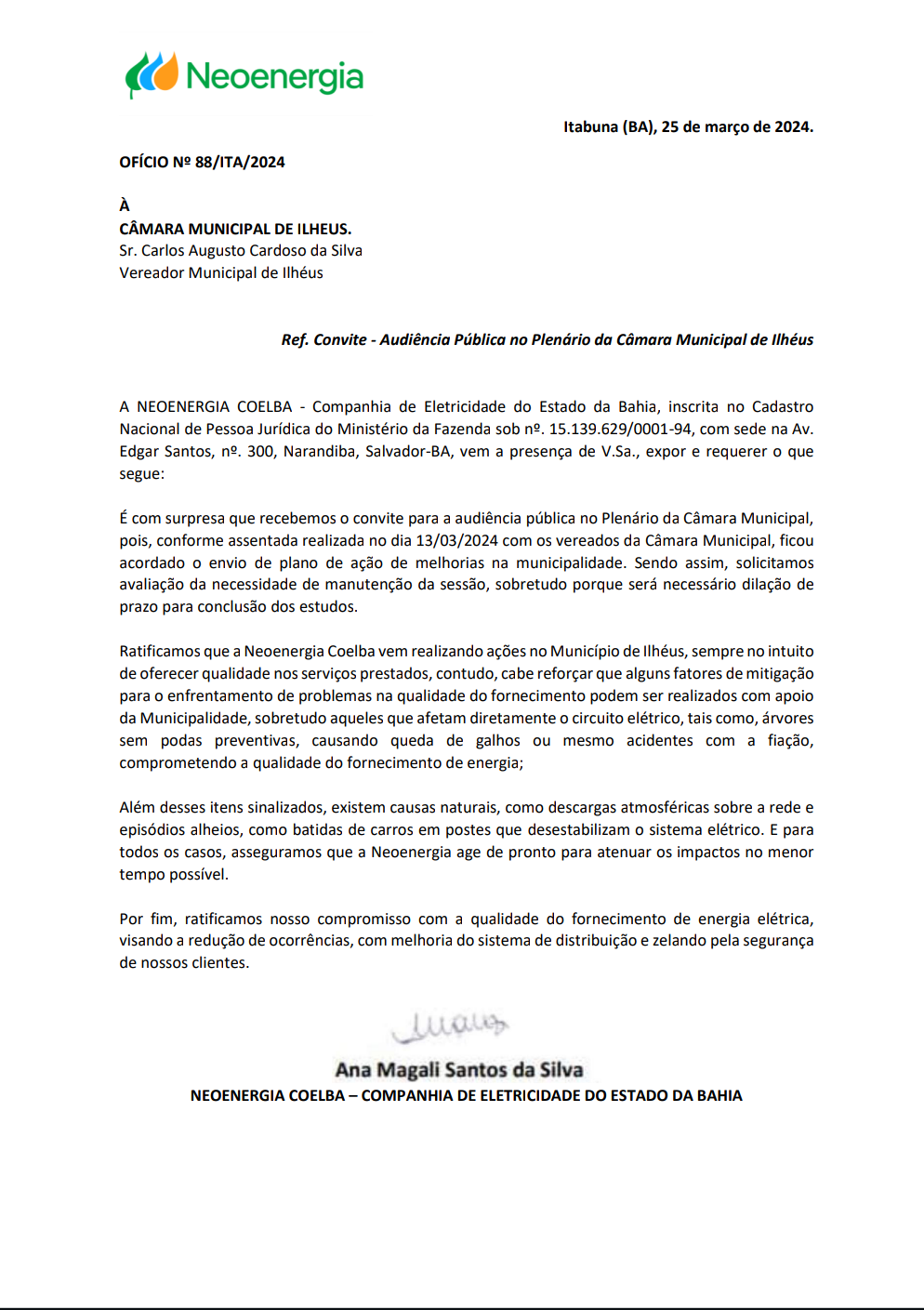 COELBA TRANSFERE PARTE DA RESPONSABILIDADE SOBRE PROBLEMAS COM A ENERGIA EM ILHÉUS PARA A PREFEITURA