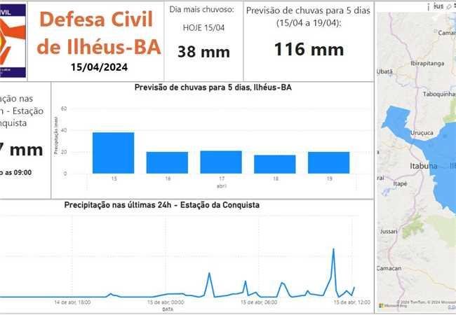 PREVISÃO É DE CHUVAS INTENSAS PARA ILHÉUS E REGIÃO ATÉ O DIA 19 DE ABRIL