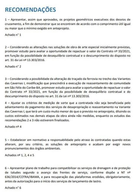 CGU APONTA FALHAS EM PROJETO DA FIOL NA BAHIA E RECOMENDA REVISÃO DE CONTRATO