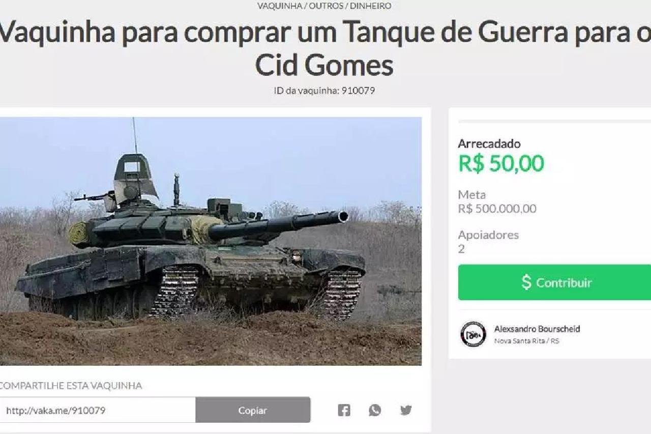 VAQUINHA É CRIADA PARA COMPRAR TANQUE DE GUERRA PARA CID GOMES