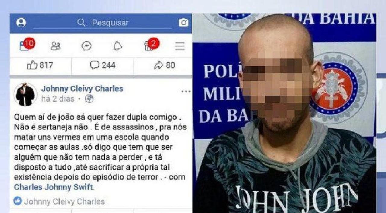 HOMEM É PRESO NA BAHIA APÓS CONVOCAR ATENTADO A ESCOLA EM REDE SOCIAL