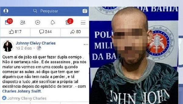 HOMEM É PRESO NA BAHIA APÓS CONVOCAR ATENTADO A ESCOLA EM REDE SOCIAL