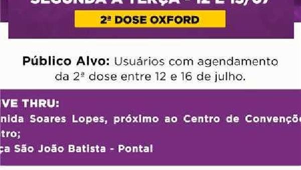 ILHÉUS ANTECIPA  2ª DOSE OXFORD DOS USUÁRIOS DE 12 A 16  DE JULHO PARA INÍCIO DA PRÓXIMA SEMANA