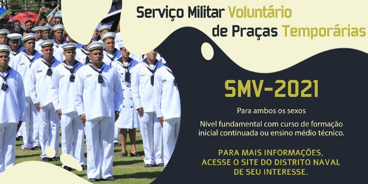 MARINHA ABRE 59 VAGAS PARA A ADMISSÃO AO SERVIÇO MILITAR VOLUNTÁRIO DE PRAÇAS DA MARINHA