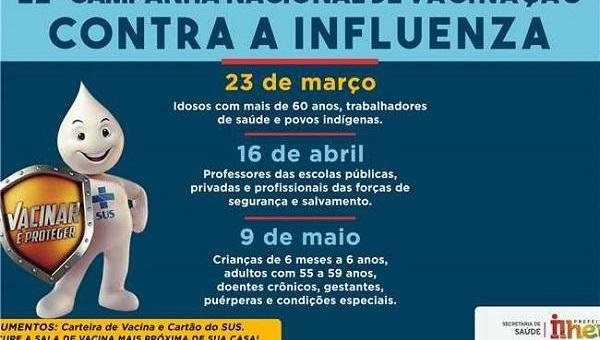 SEGUNDA FASE DA CAMPANHA DE VACINAÇÃO CONTRA A INFLUENZA COMEÇA NESTA QUINTA-FEIRA (16)