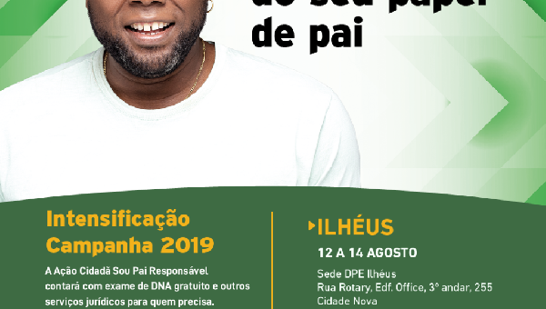 DPE/BA ESTARÁ DISPONIBILIZANDO EXAMES DE DNA GRATUITOS EM ILHÉUS