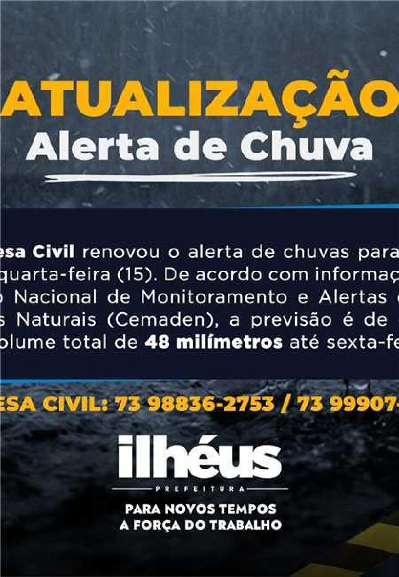 ILHÉUS DEFESA CIVIL EMITE NOVOS ALERTAS DE CHUVAS O Tabuleiro