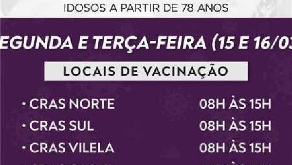 IDOSOS A PARTIR DE 78 ANOS COMEÇAM A SER VACINADOS EM ILHÉUS NESTA SEGUNDA-FEIRA