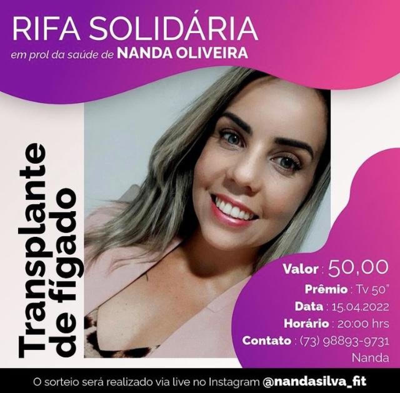 RIFA SOLIDÁRIA SERÁ REALIZADA EM PROL DA CIRURGIA DE NANDA OLIVEIRA SAIBA COMO AJUDAR O Tabuleiro