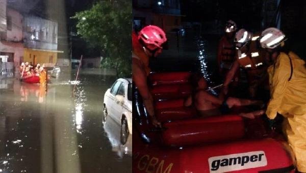 BOMBEIROS RESGATAM FAMILIAS ILHADAS EM ITABUNA