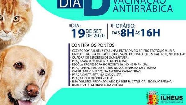 PREFEITURA DE ILHÉUS REALIZA DIA D DE VACINAÇÃO ANTIRRÁBICA NESTE SÁBADO (19)