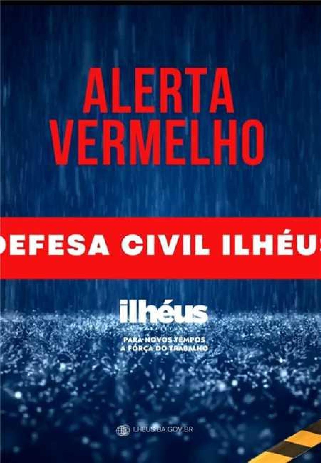 DEFESA CIVIL DE ILHÉUS EMITE ALERTA PARA VOLUME DE CHUVA SUPERIOR A MM DURANTE O FIM DE