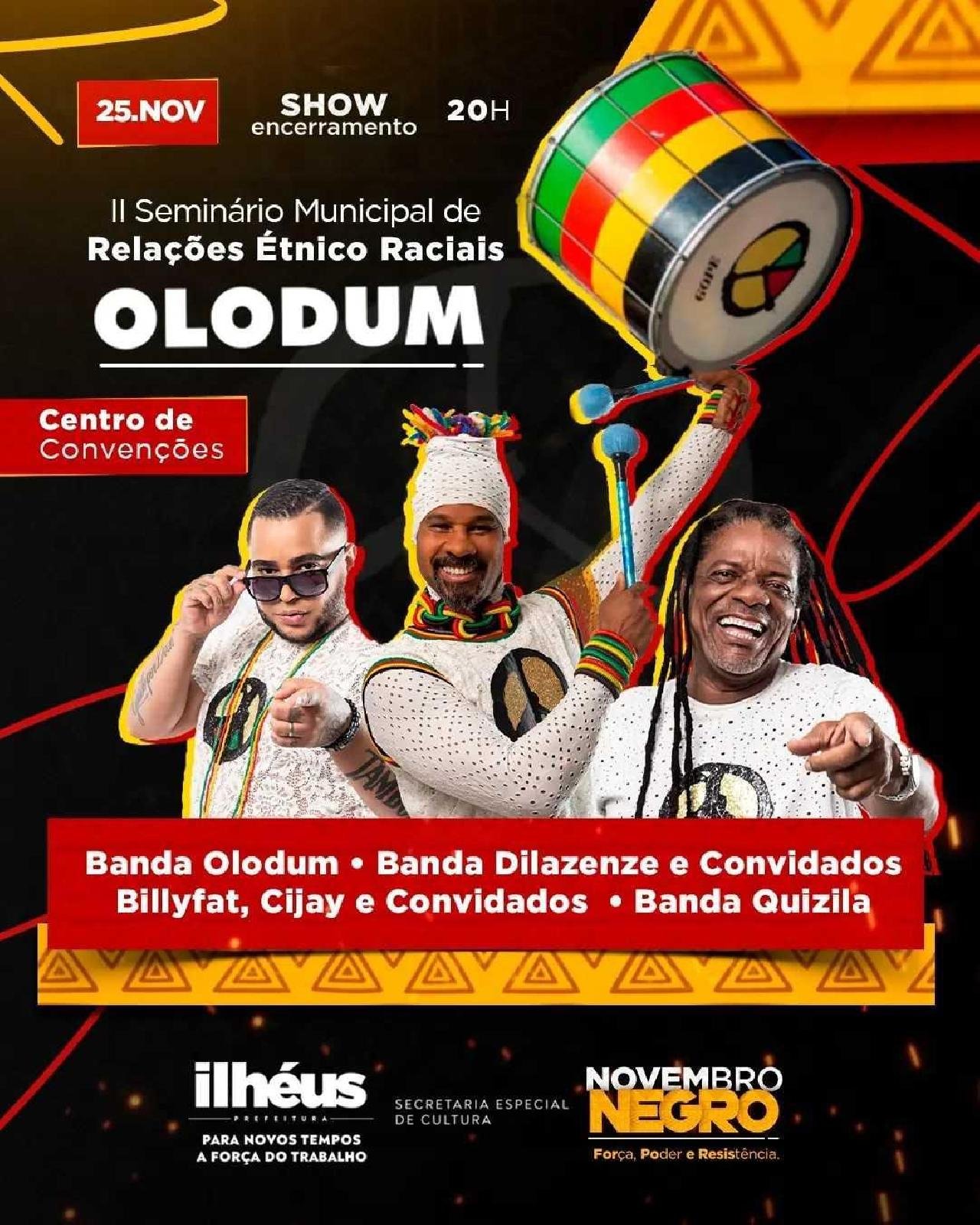 ILHÉUS TERÁ SHOW GRATUITO NA BANDA OLODUM NESTA SEXTA (25); EVENTO INTEGRA AÇÕES DO NOVEMBRO NEGRO