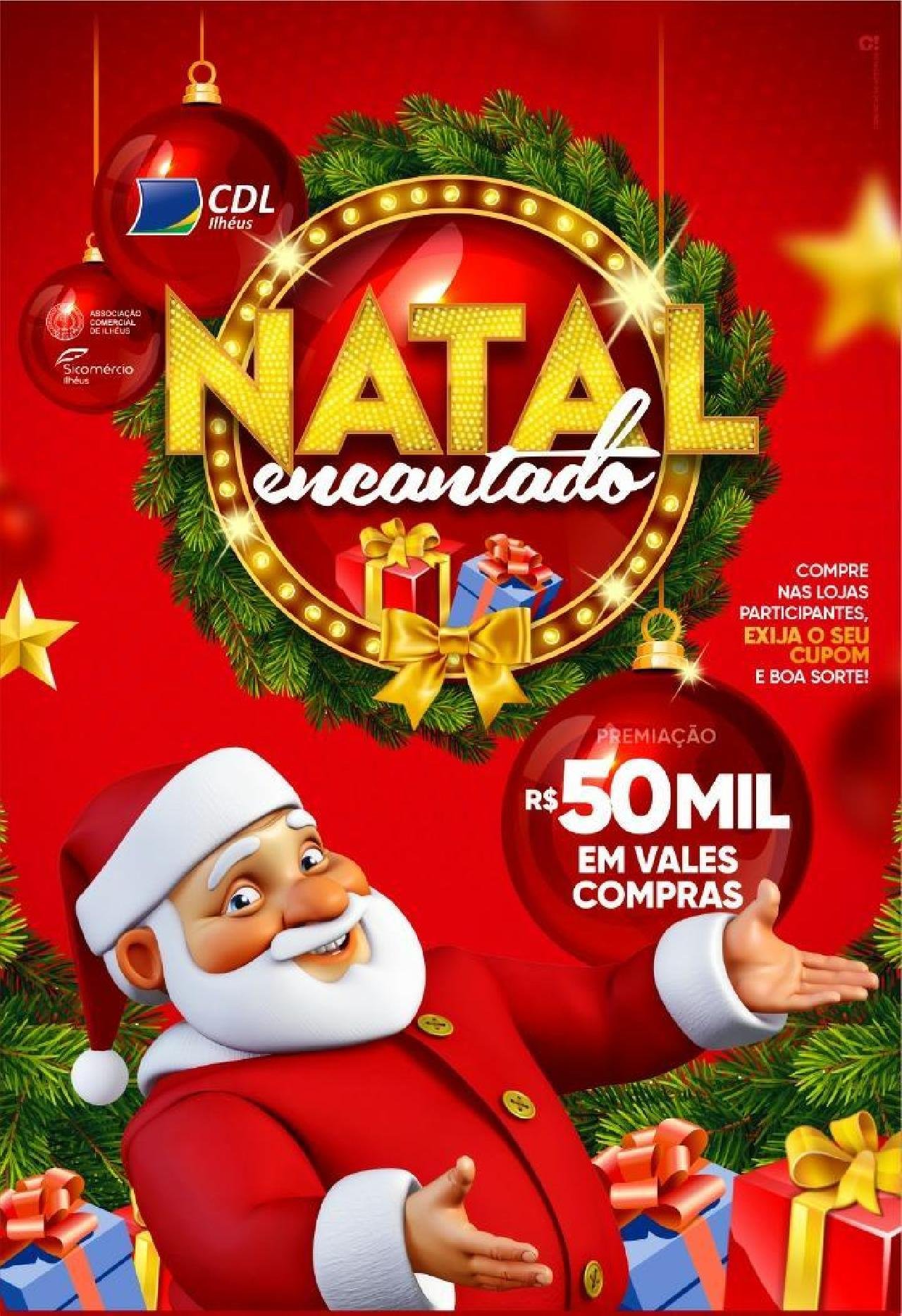 CAMPANHA NATAL ENCANTADO SORTEIA MAIS 10 VALES-COMPRAS NESTA 4ª FEIRA