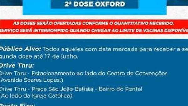 ILHÉUS CONVOCA PARA SEGUNDA DOSE DA OXFORD 