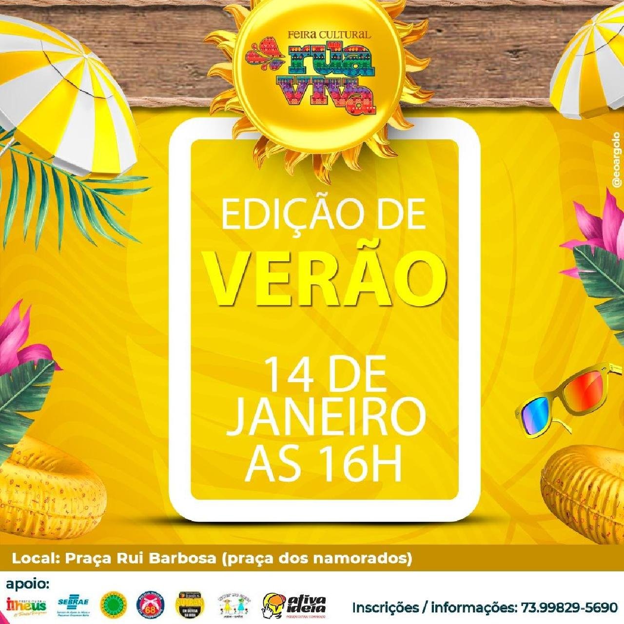 FEIRA CULTURAL RUA VIVA PROMOVE EDIÇÃO DE VERÃO NESTE SÁBADO (14)