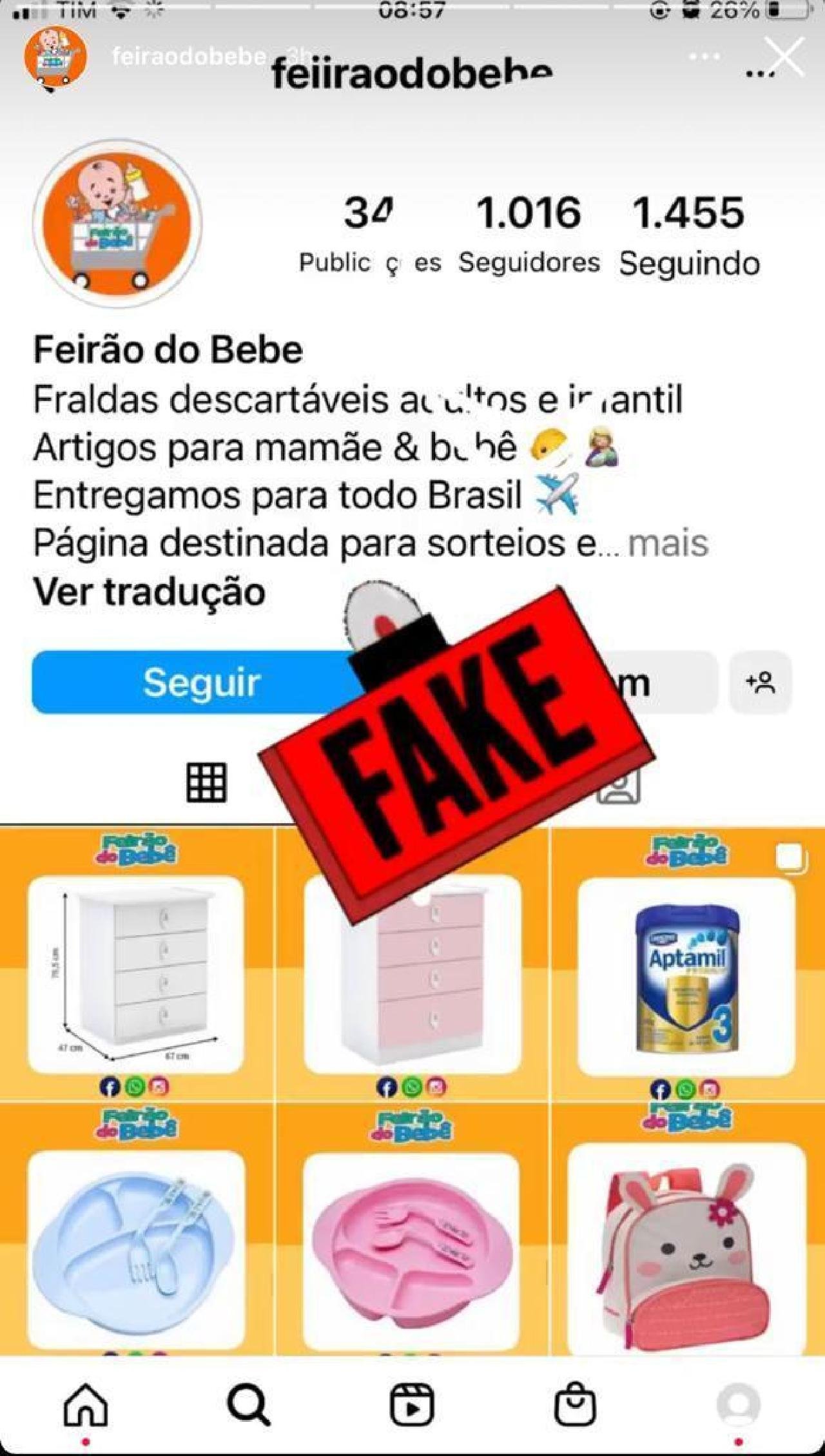 PÁGINA DA LOJA FEIRÃO DO BEBÊ É CLONADA NO INSTAGRAM 