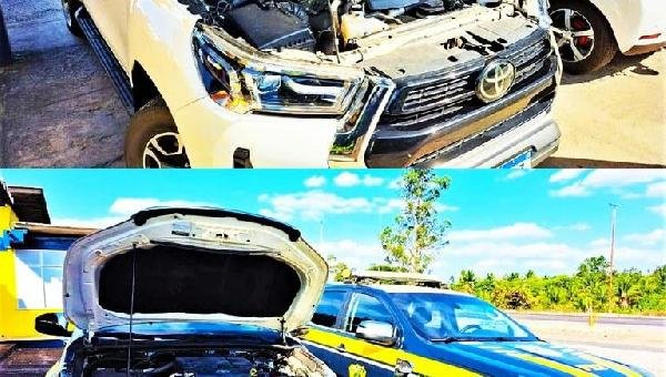 GÊMEOS: PRF APREENDE DUAS HILUX TRAFEGANDO CLONADAS NA BR 101