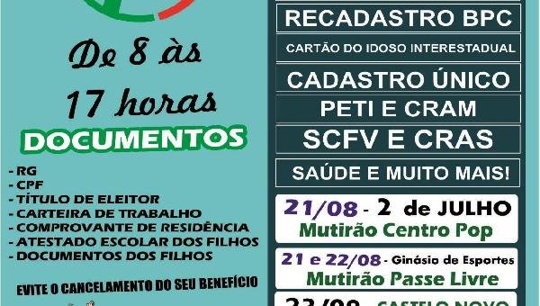 PREFEITURA DE ILHÉUS DIVULGA MUTIRÕES DO MÊS DE AGOSTO